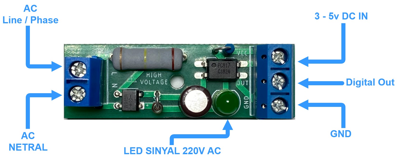 Cara Menggunakan Sensor Deteksi Tegangan AC 220v To DC Logic ...